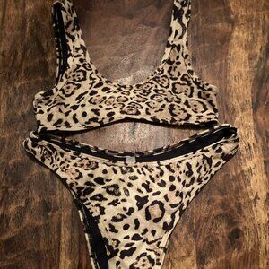Reina Olga Leopard Print Bikini. Top in S and Bottoms in M